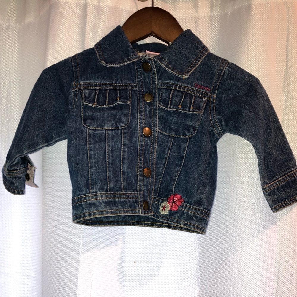 Baby girls IZOD jean jacket with floral detail 12M